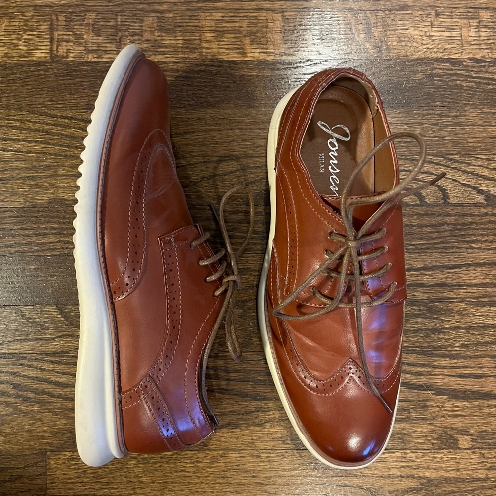 Jousen Milan Brogue Dress Shoes Yellow Brown AMY732 8 EUC